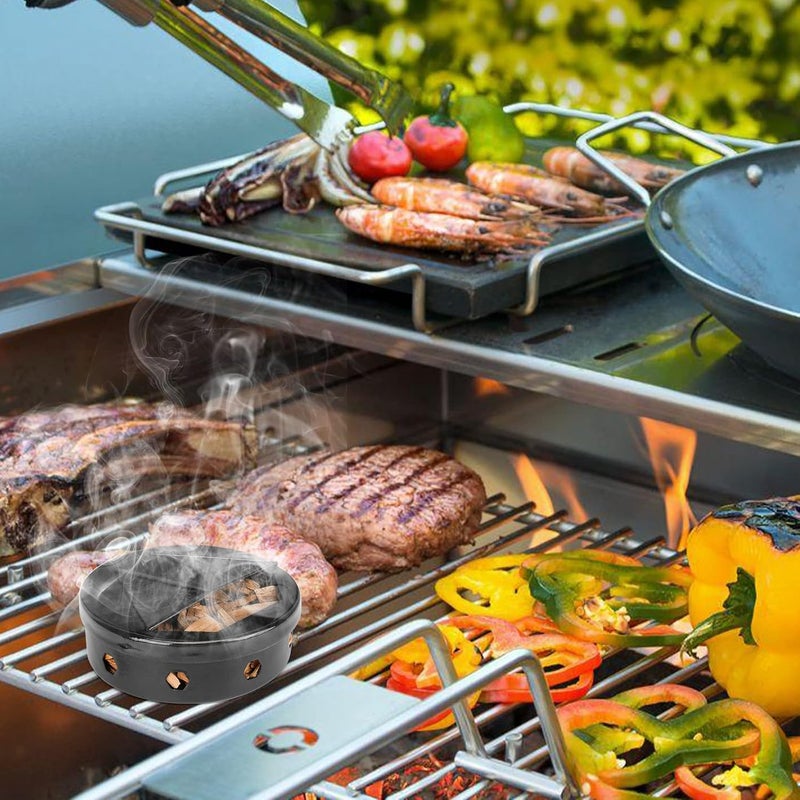 Onlyfire Chef صندوق تدخين خشب أونلي فاير، 2 قطعة صندوق تدخين للشواء مع غطاء لشواية الفحم والغاز البروبان، أسود - Image 5